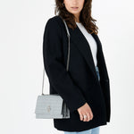 Accessorize London Women's Faux Leather Grey Croc lock shoulder Sling Bag