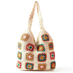 Accessorize London Women's Cotton Multi color Crochet shopper Beach Bag