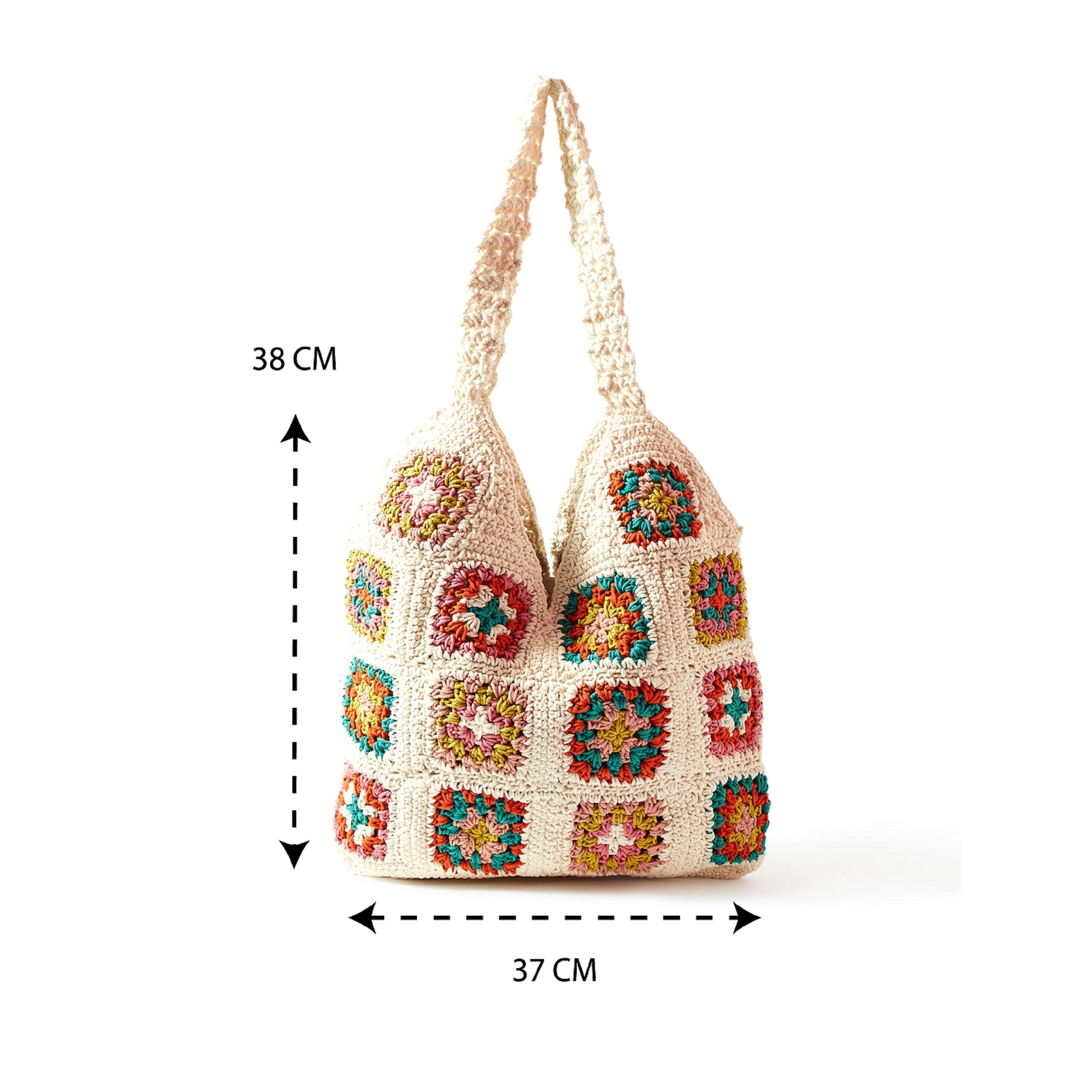 Accessorize London Women's Cotton Multi color Crochet shopper Beach Bag