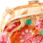 Accessorize London Women's Pink Embellished 3D Flower Clutch Party Bag