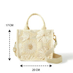 Accessorize London Women's Faux Leather Natural embroidered flower xbody