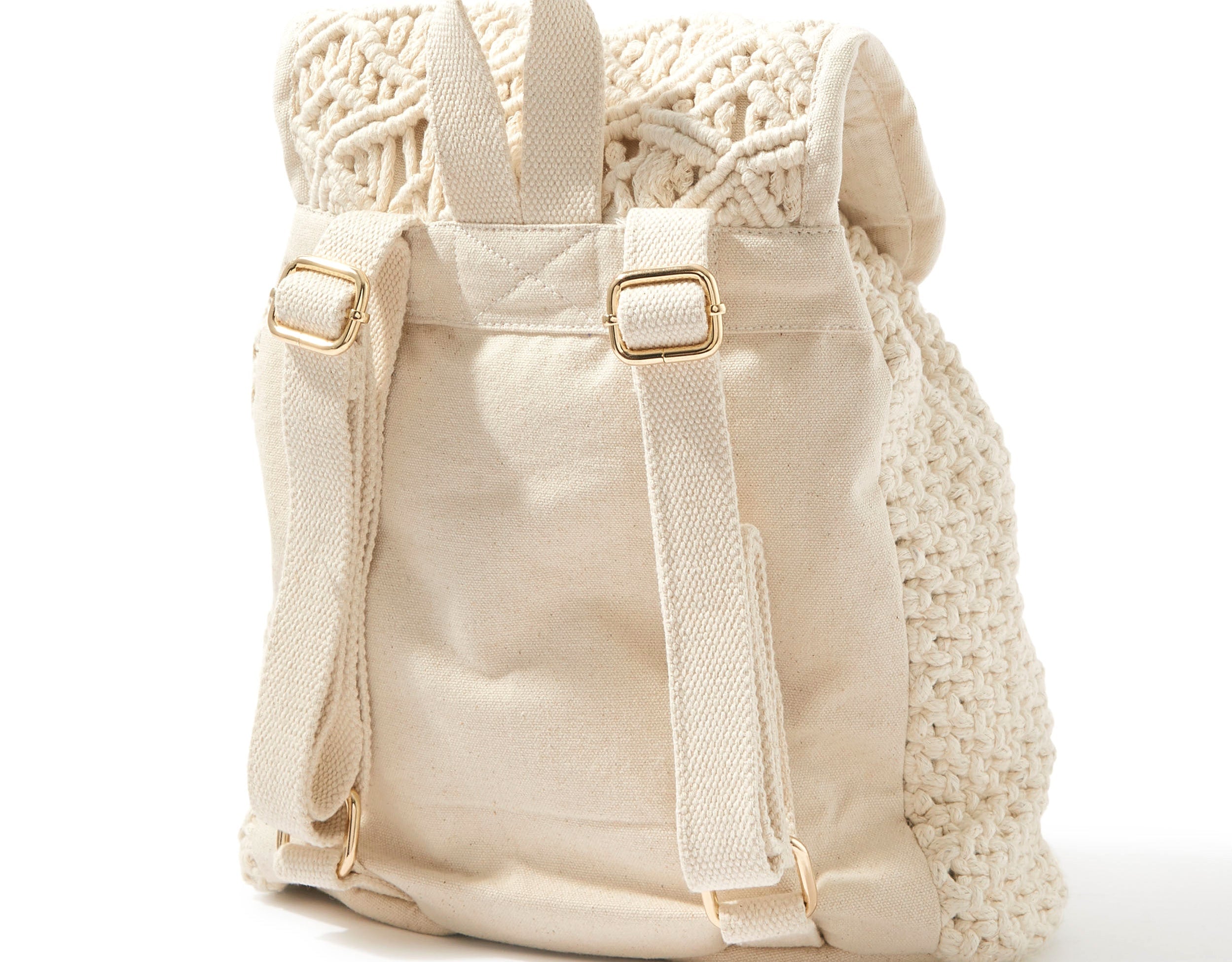 Accessorize London Women's White Woven Macrame backpack