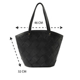 Accessorize London Women's Faux Leather Black Cross-Weave tote Bag