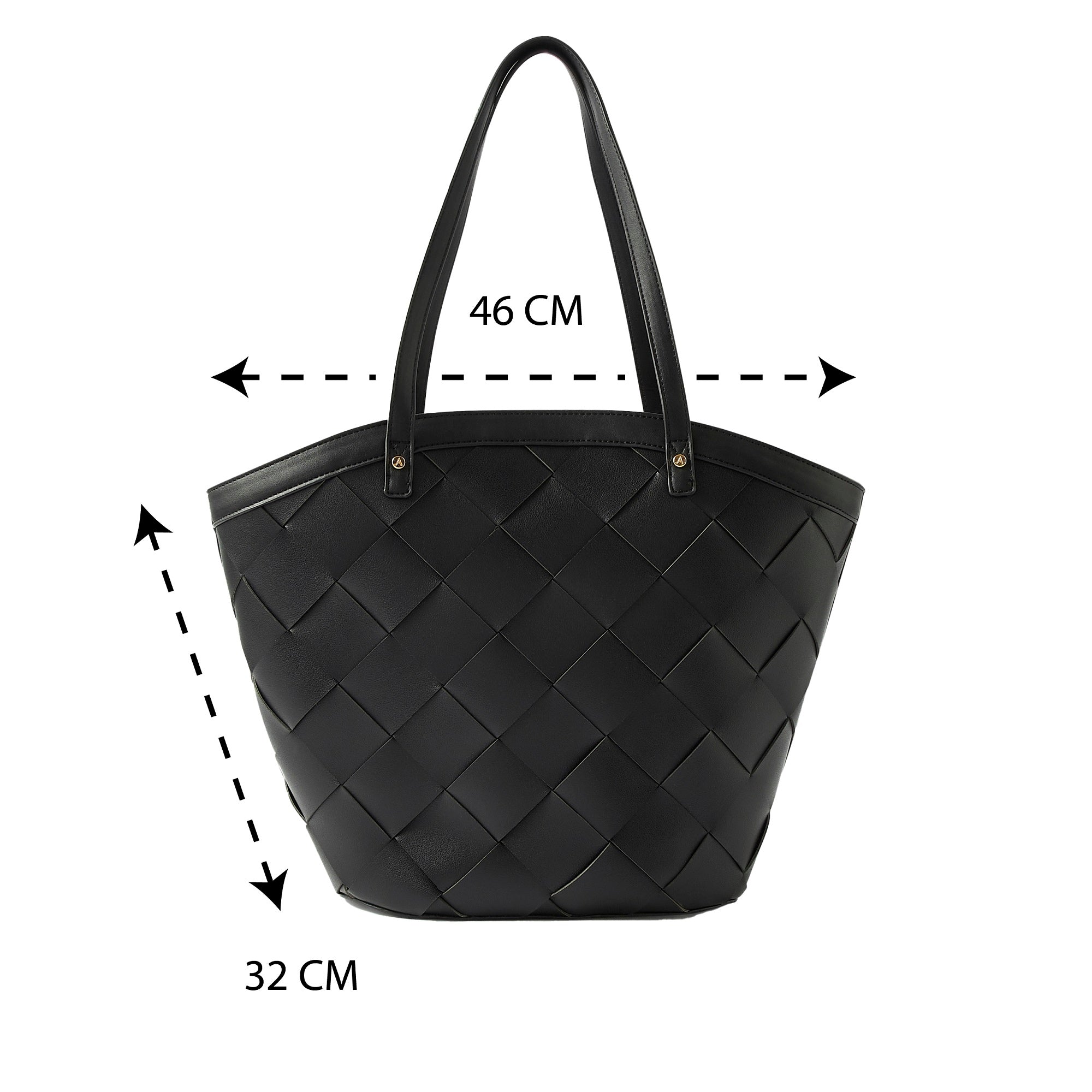 Accessorize London Women's Faux Leather Black Cross-Weave tote Bag