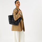 Accessorize London Women's Faux Leather Black Cross-Weave tote Bag