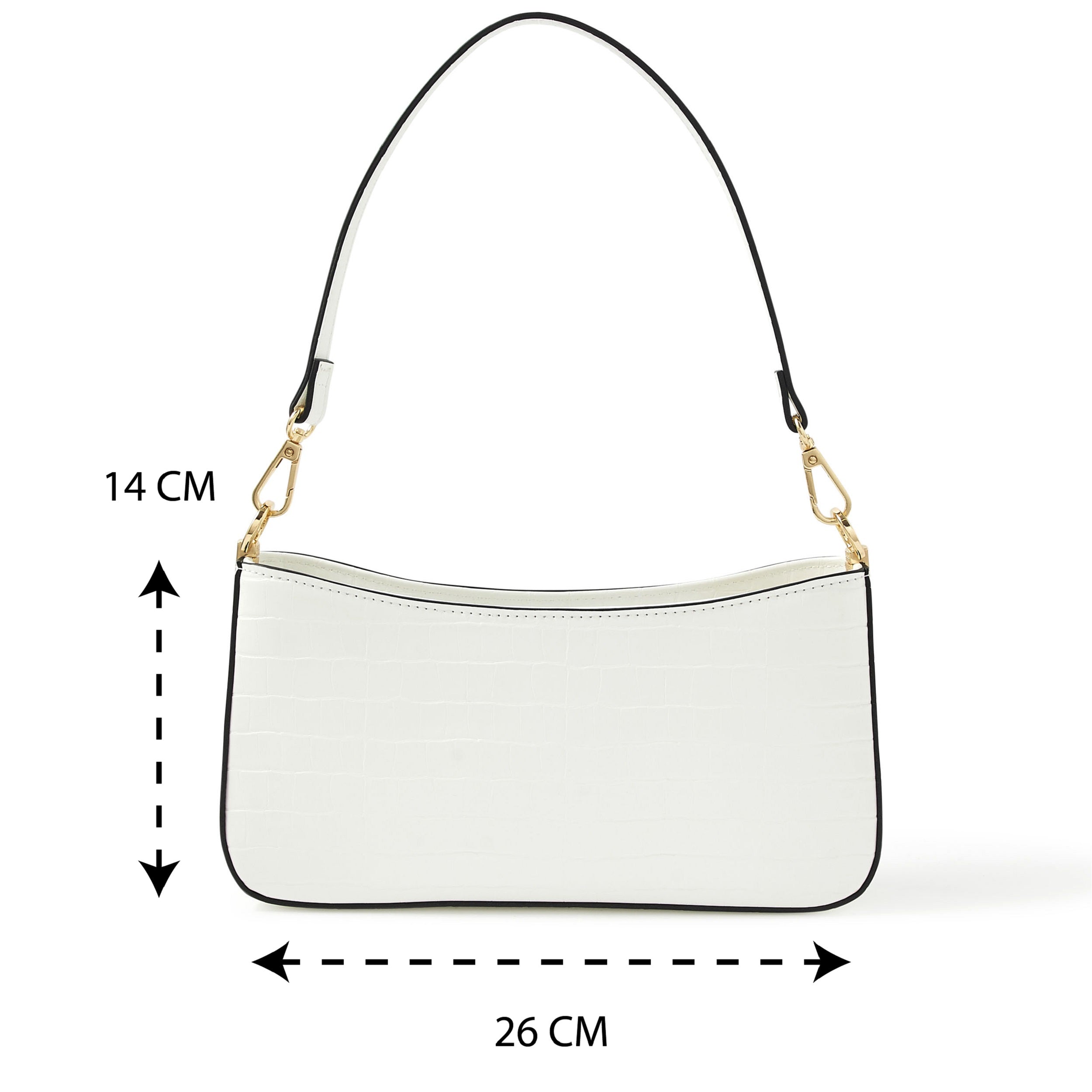 Accessorize London Women's Faux Leather White Roxanne Shoulder Bag