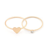 Accessorize London Women's Gold 2X Crystal & Heart Stacking Rings