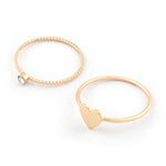 Accessorize London Women's Gold 2X Crystal & Heart Stacking Rings