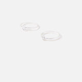 Accessorize London Women's Silver Pack of 2 Moon Crystal Stacking Rings-Small