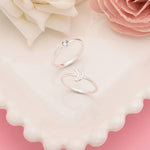 Accessorize London Women's Silver Pack of 2 Moon Crystal Stacking Rings-Medium