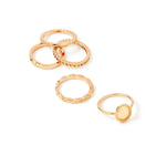Accessorize London Women's set of 5 Gold Blue Harvest Bobble Stacking Ring pack-Medium