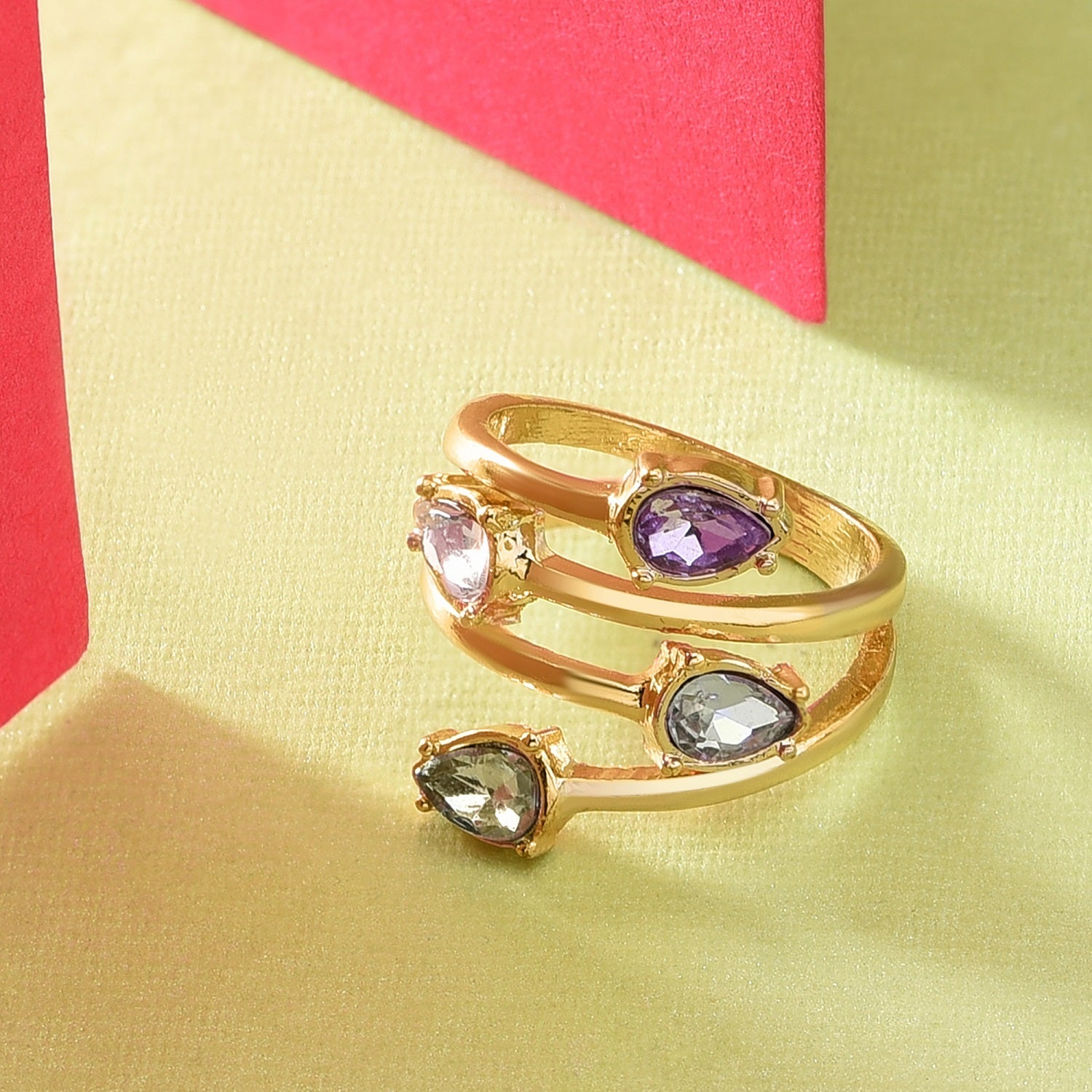 Accessorize London Women's Pastel Pop Crystal Gems Wrap Ring-Medium