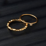 Accessorize London Women's Gold Set of 2 Crystal Marquise Band Ring Set