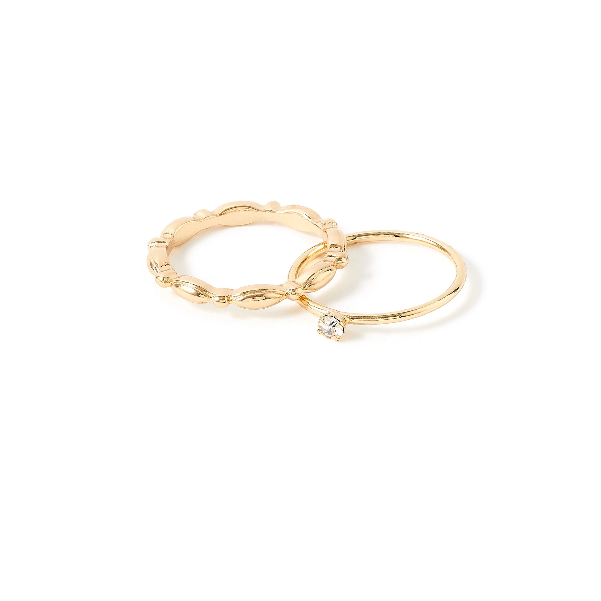 Accessorize London Women's Gold Set of 2 Crystal Marquise Band Ring Set