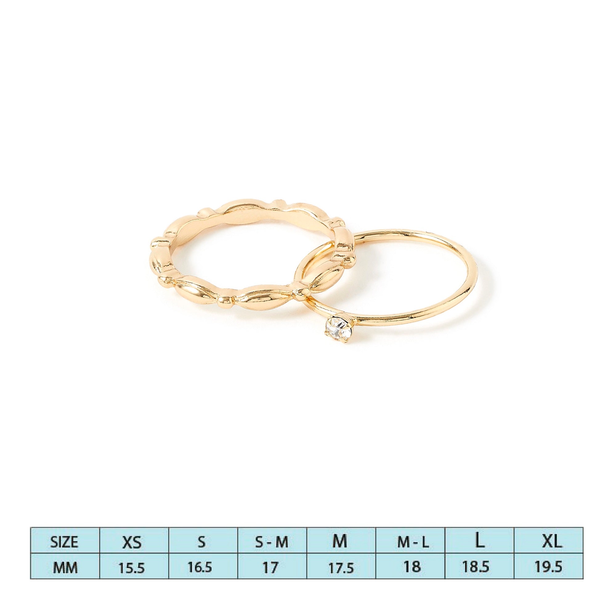 Accessorize London Women's Gold Set of 2 Crystal Marquise Band Ring Set