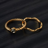 Accessorize London Women's Gold Set of 2 Bubble Stone Stacking Ring Set-Medium