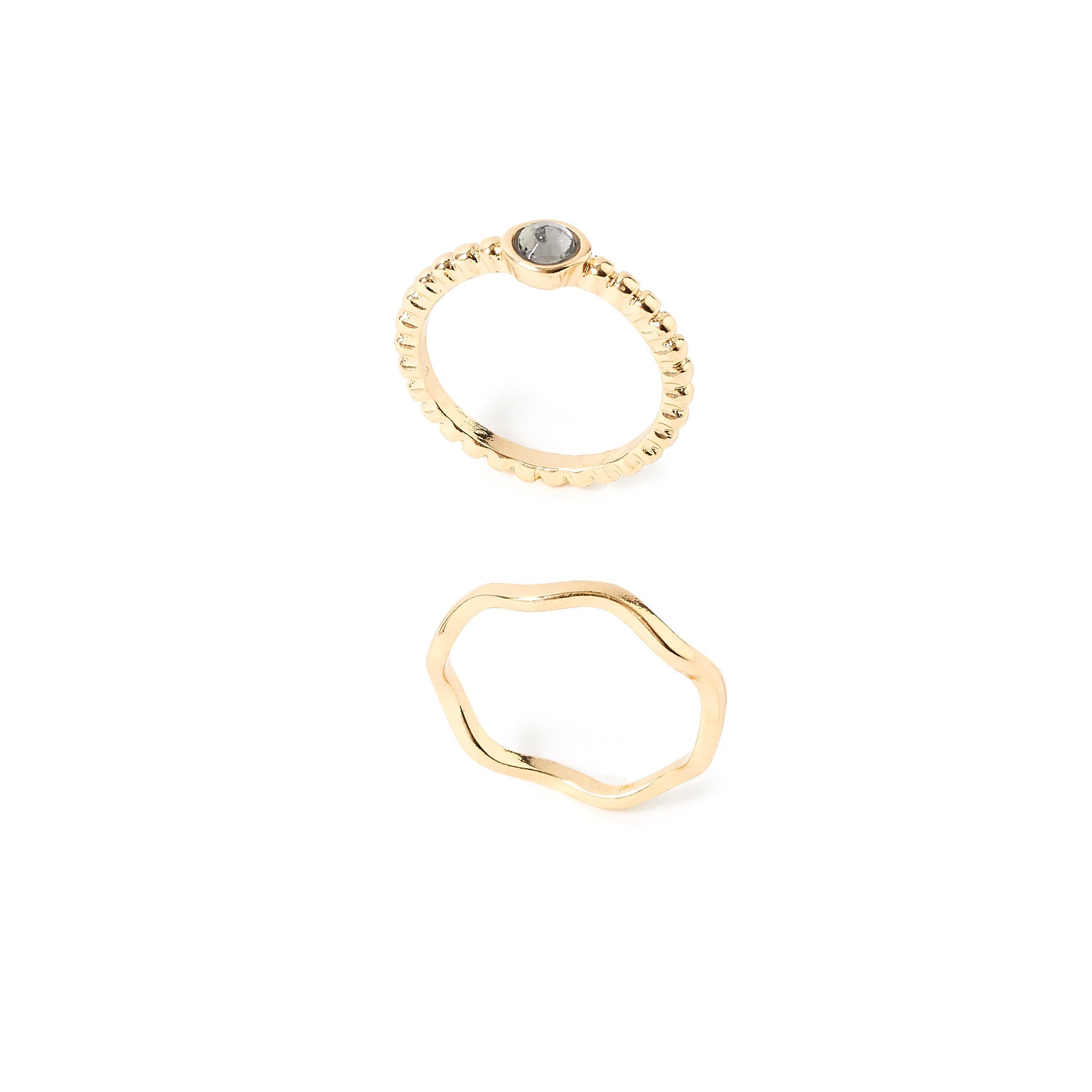 Accessorize London Women's Gold Set of 2 Bubble Stone Stacking Ring Set