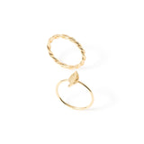 Accessorize London Women's Gold Set of 2 Leaf Twist Band Ring