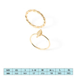 Accessorize London Women's Gold Set of 2 Leaf Twist Band Ring-Medium