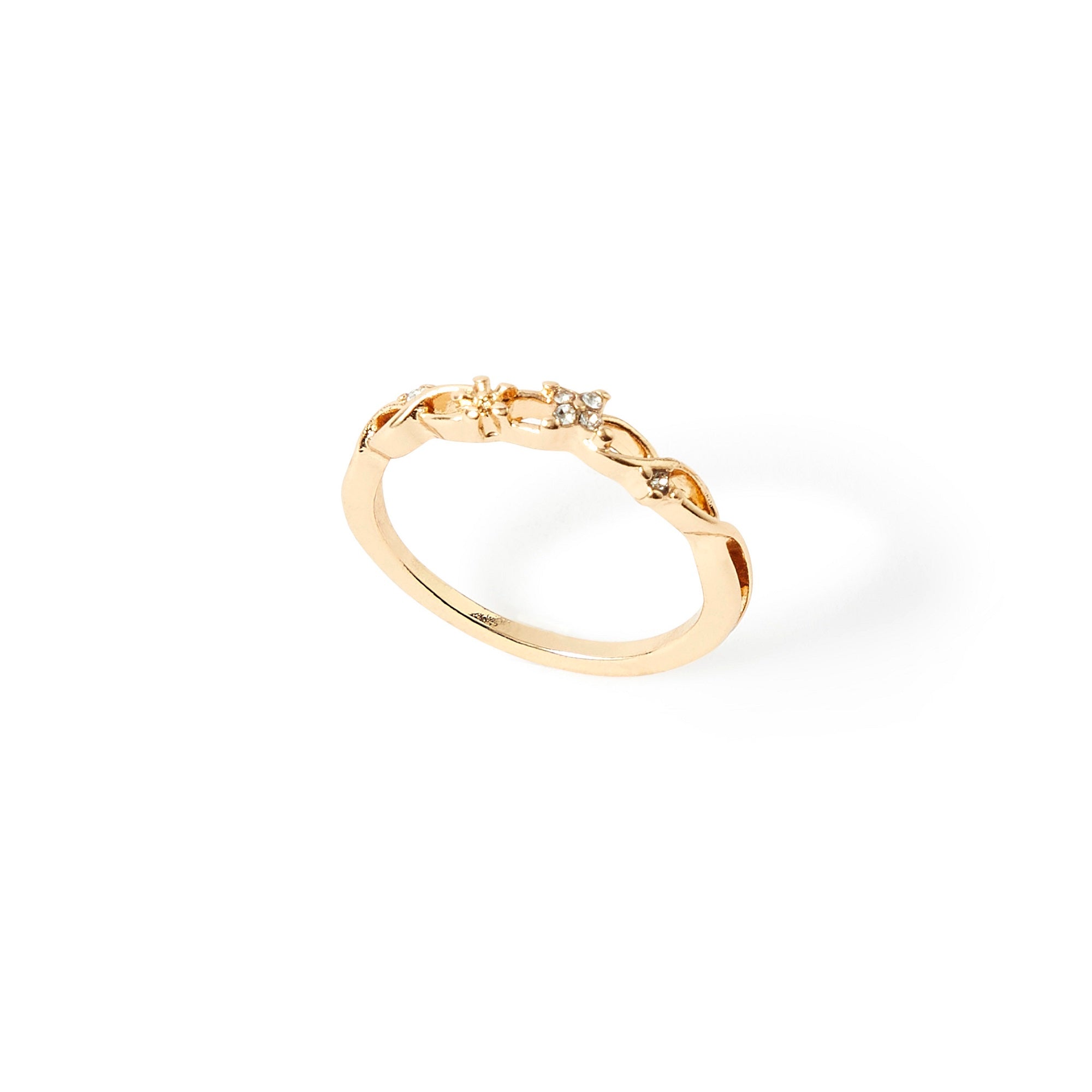 Accessorize London Women's Gold Crisscross Flower Ring