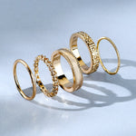 Accessorize London Women's Gold Set of 5 Flower Etched Stacking Ring Pack-Large