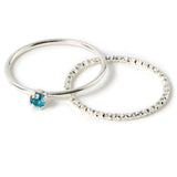 Accessorize London Women's 2 Blue Crystal Stacking Ring Set-Medium