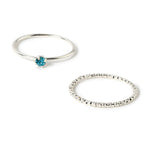 Accessorize London Women's 2 Blue Crystal Stacking Ring Set-Large
