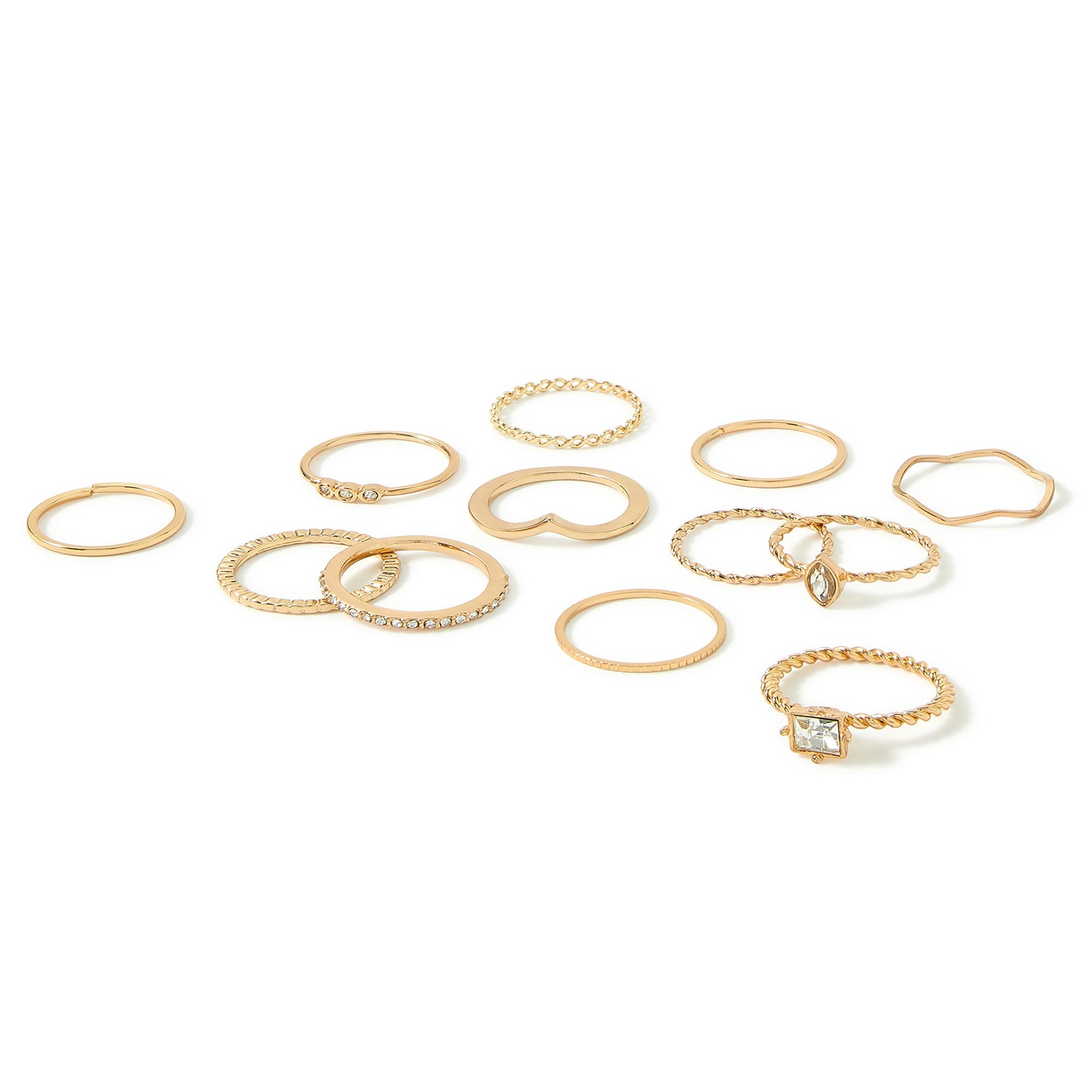 Accessorize London Women's Super Classics Set of 12 Crystal Ring Pack Large
