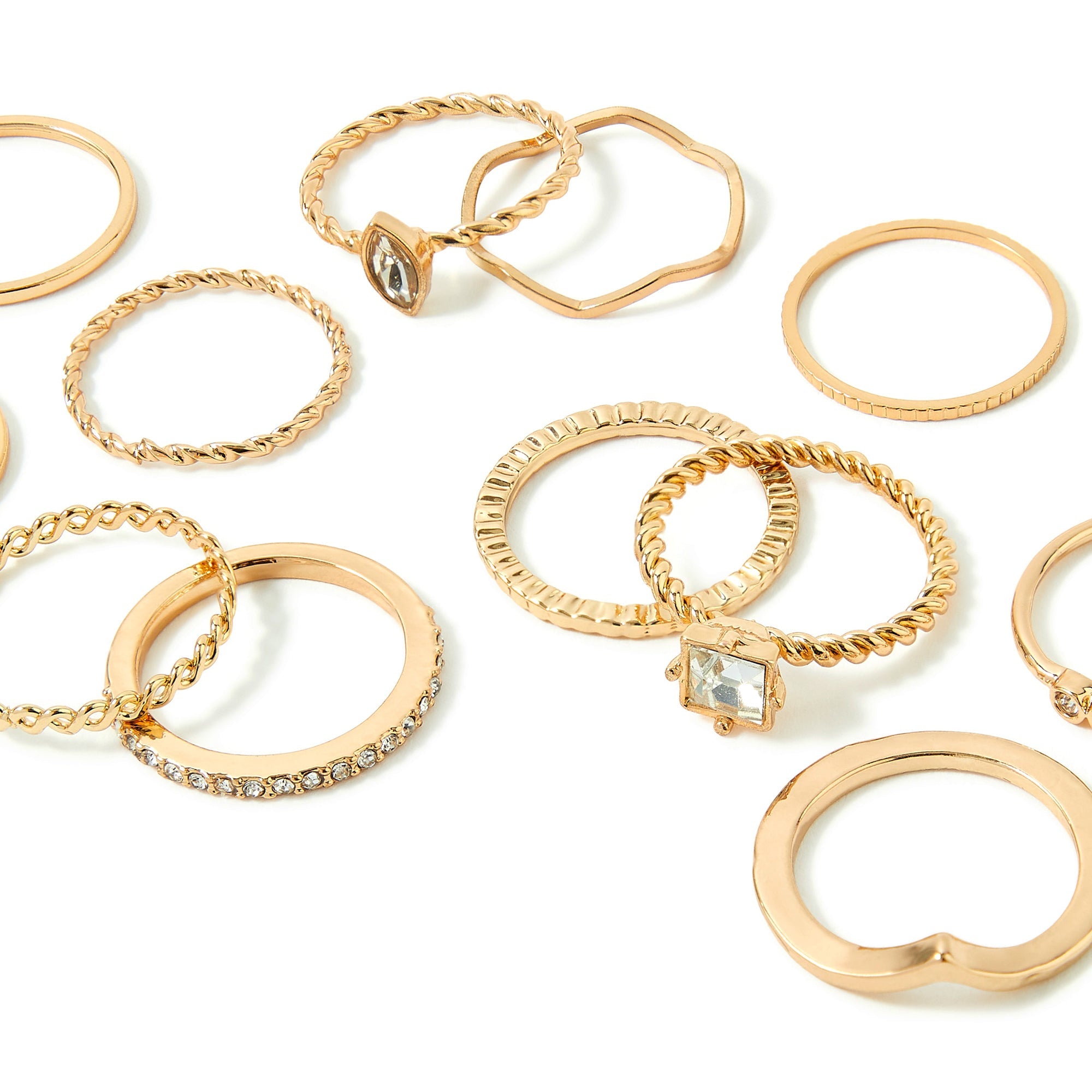 Accessorize London Women's Super Classics Set of 12 Crystal Ring Pack Large