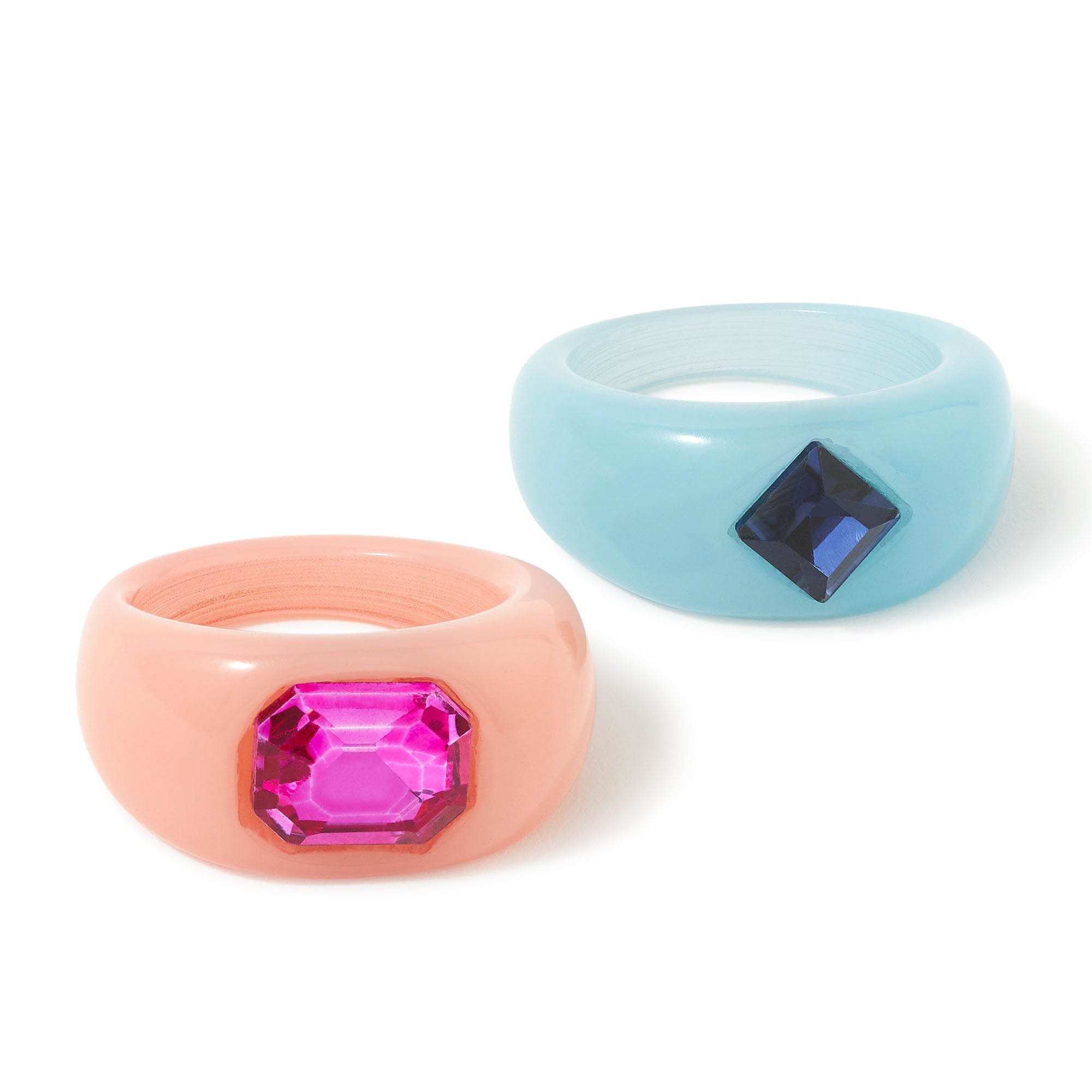 Accessorize London Women's Set of 2 Clear Crystal Rings Small