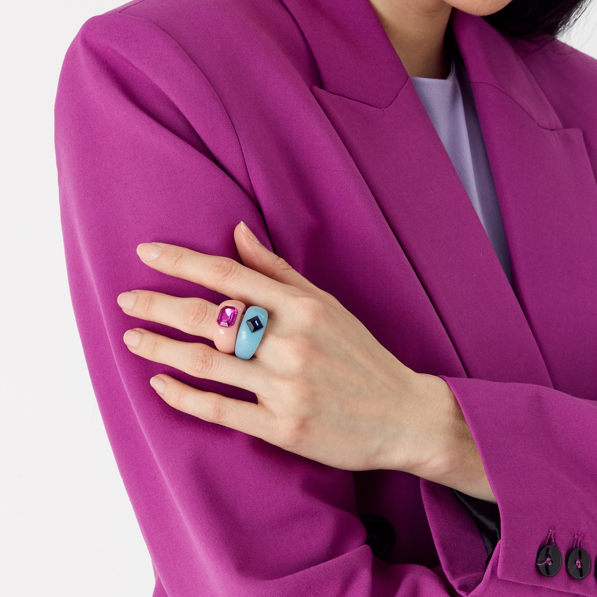 Accessorize London Women's Set of 2 Clear Crystal Rings Small