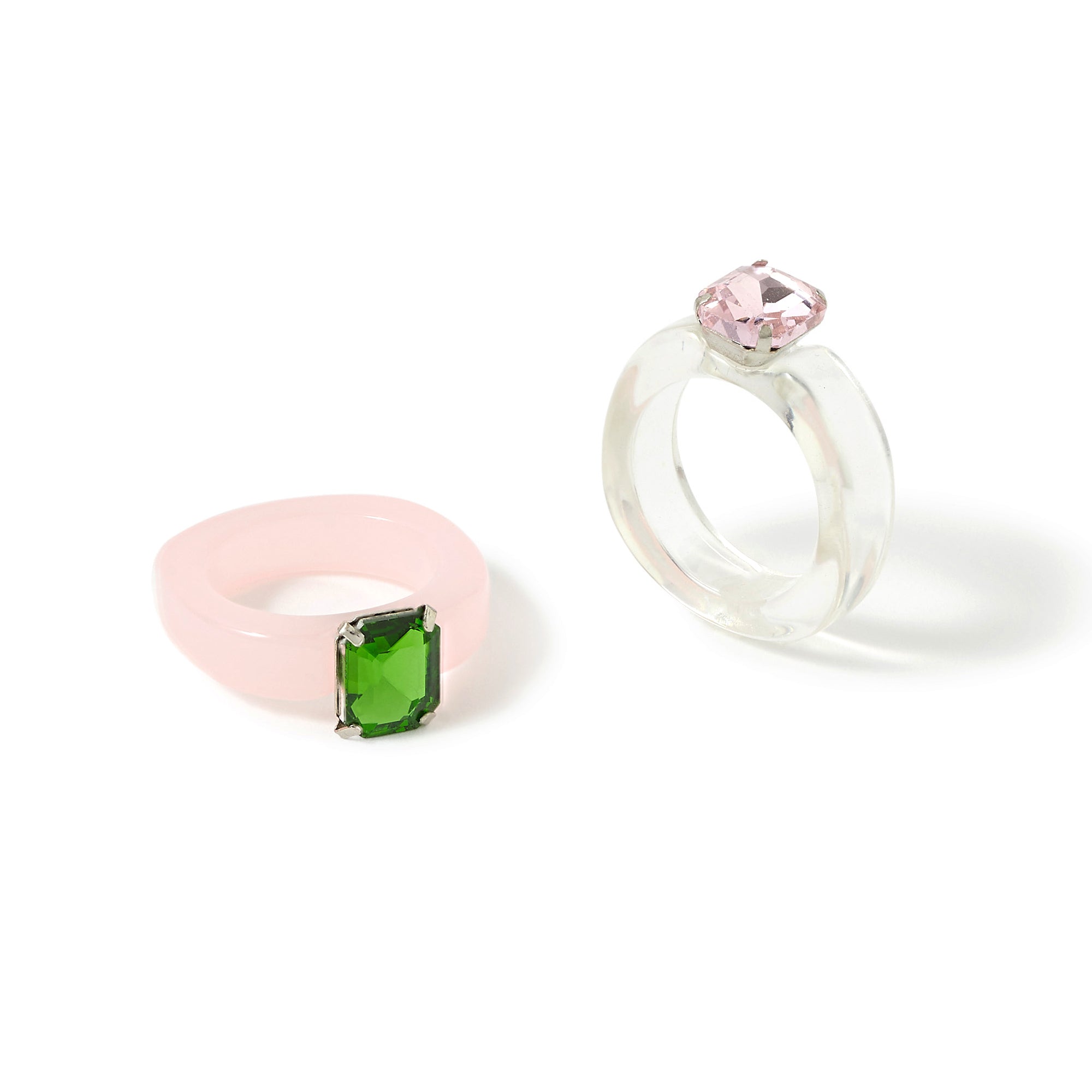 Accessorize London Women's Set of 2 Chubby Resin Crystal Rings Medium