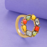 Accessorize London Women'S Multicolor Eclectic Stones Halo Ring-Medium