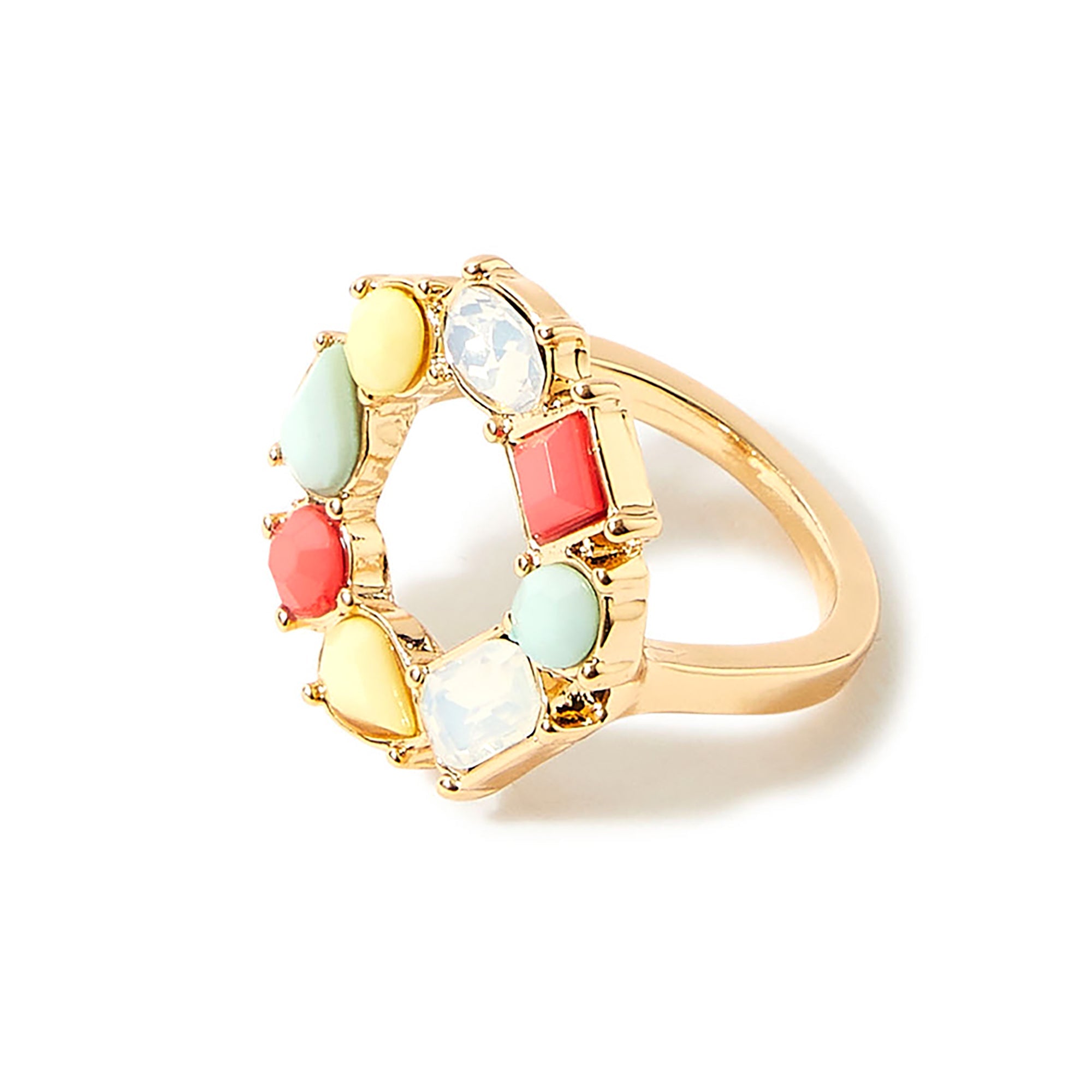Accessorize London Women'S Multicolor Eclectic Stones Halo Ring-Medium