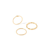 Real Gold Plated Set of 3 Knot And Twist Stacking Rings For Women By Accessorize London