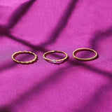 Real Gold Plated Sparkle set of 3 Delicate Stacking Rings For Women By Accessorize London