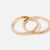 Real Gold Plated set of 2 Chain Stacking Rings For Women By Accessorize London-Small