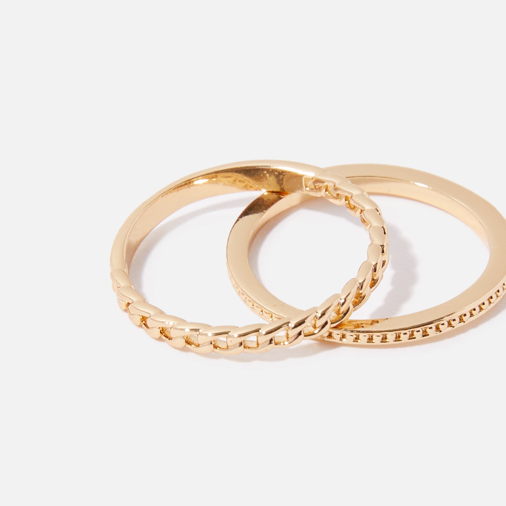 Real Gold Plated set of 2 Chain Stacking Rings For Women By Accessorize London