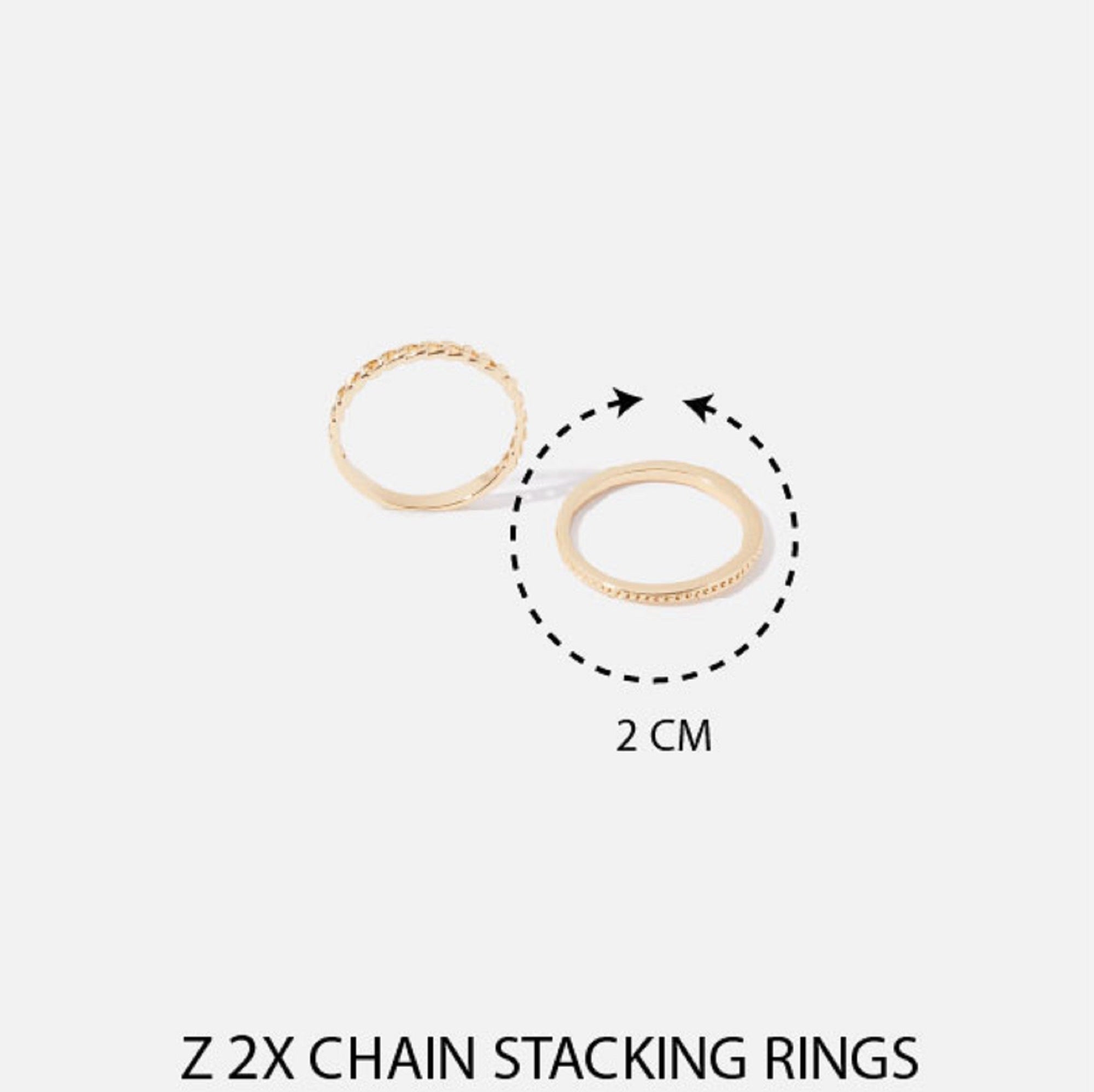 Real Gold Plated set of 2 Chain Stacking Rings For Women By Accessorize London