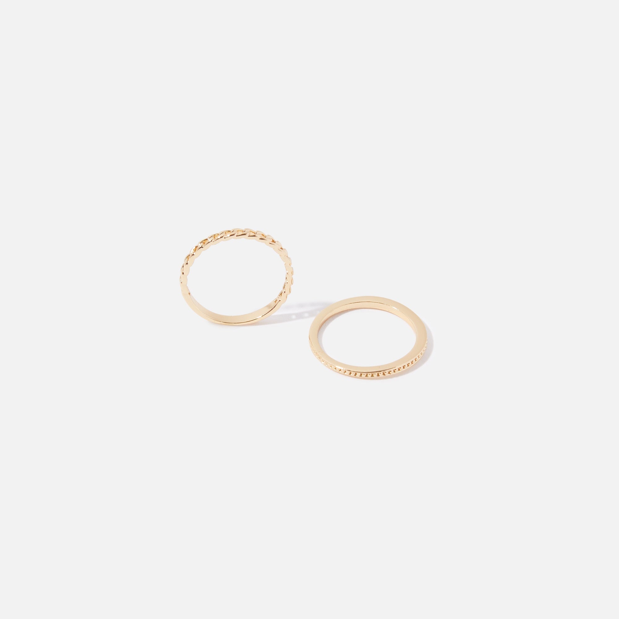 Real Gold Plated set of 2 Chain Stacking Rings For Women By Accessorize London