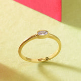 Real Gold Plated Sparkle Oval Inset Single Ring For Women By Accessorize London