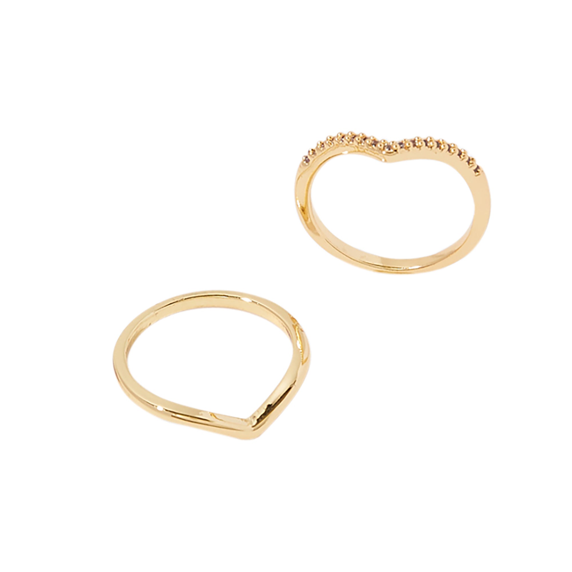 Real Gold Plated Set Of 2 Wishbone Stacking Rings Pack For Women By Accessorize London-Medium