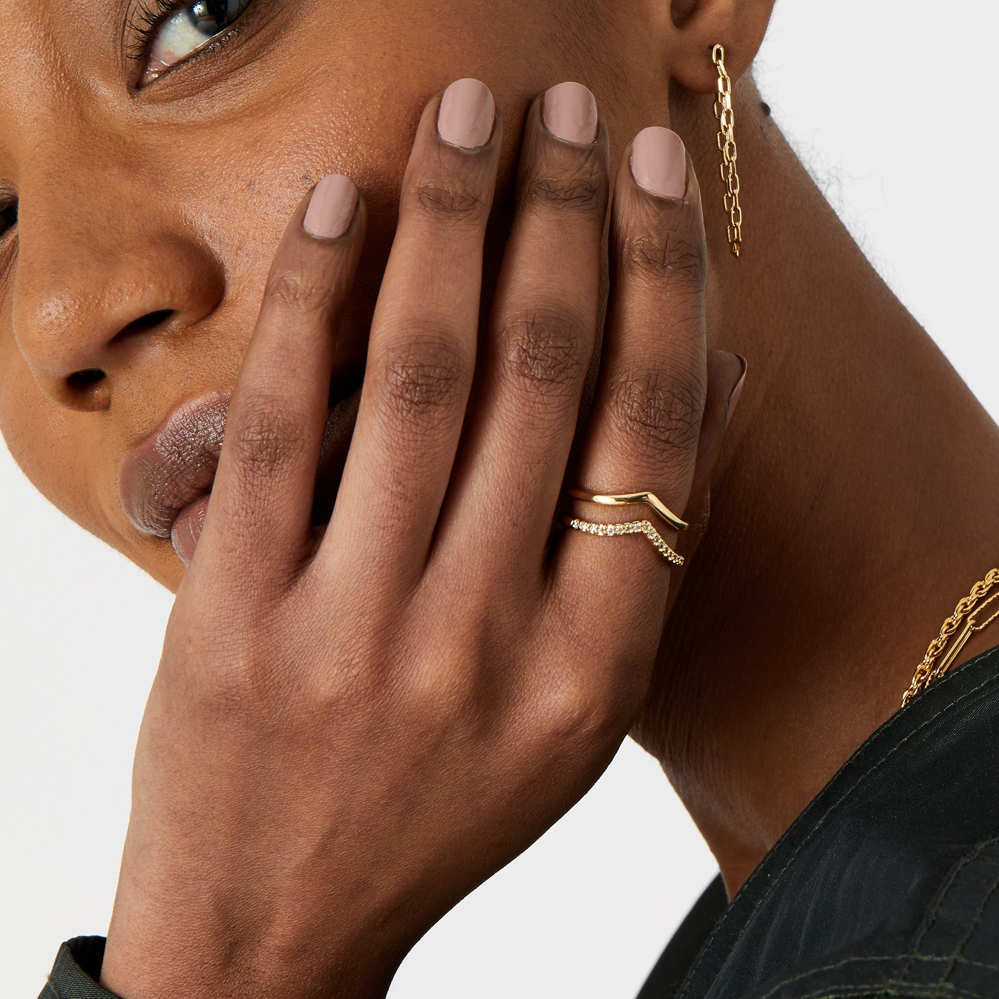 Real Gold Plated Set Of 2 Wishbone Stacking Rings Pack For Women By Accessorize London-Medium