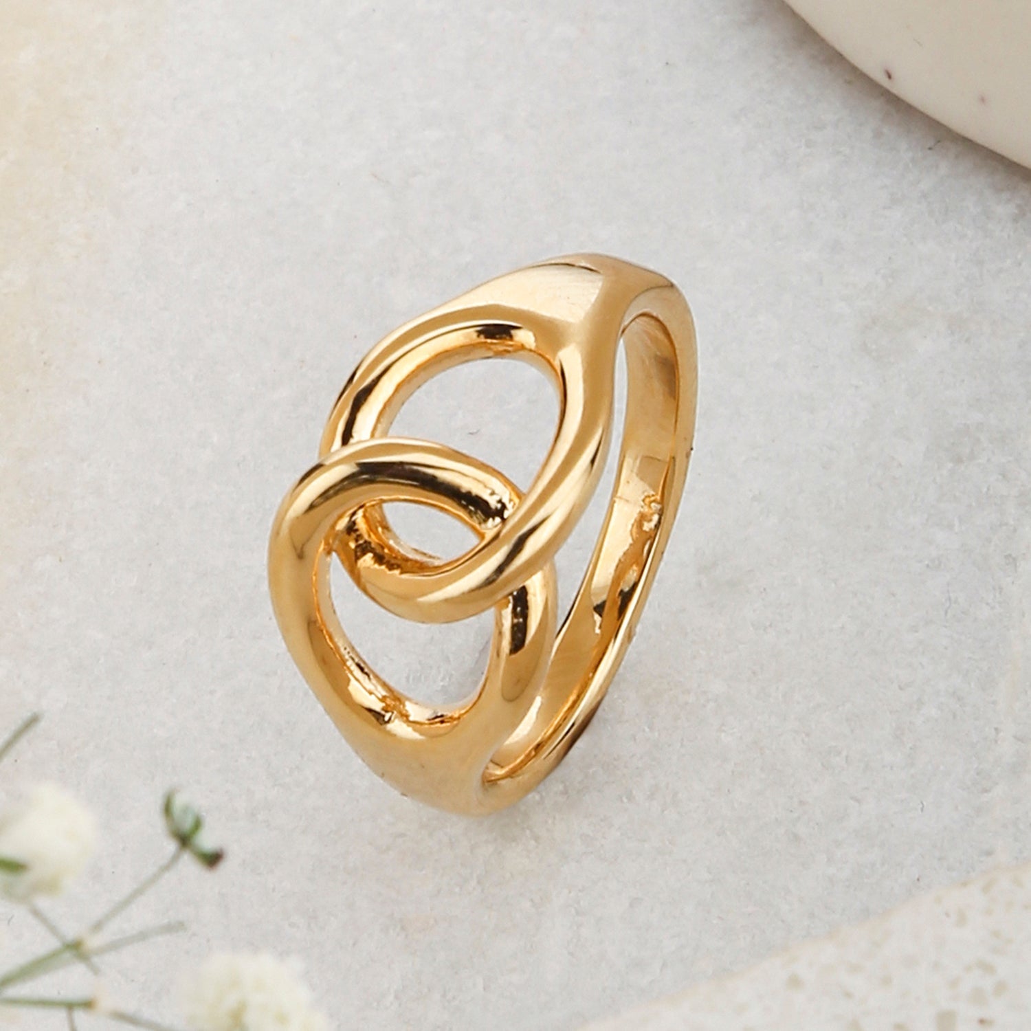 Real Gold Plated Z Heirloom Link Ring For Women By Accessorize London