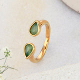Real Gold Plated Circle Healing Stone Ring Aventurine For Women By Accessorize London