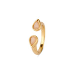 Real Gold Plated Circle Healing Stone Ring Rose Quartz For Women By Accessorize London