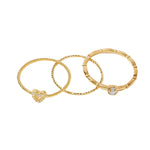 Real Gold Plated Set Of 3 Sparkle Heart Stacking Rings For Women By Accessorize London-Medium
