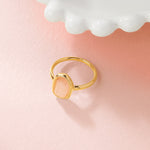 Real Gold Plated Irregular Healing Stone Ring Rose Quartz For Women By Accessorize London