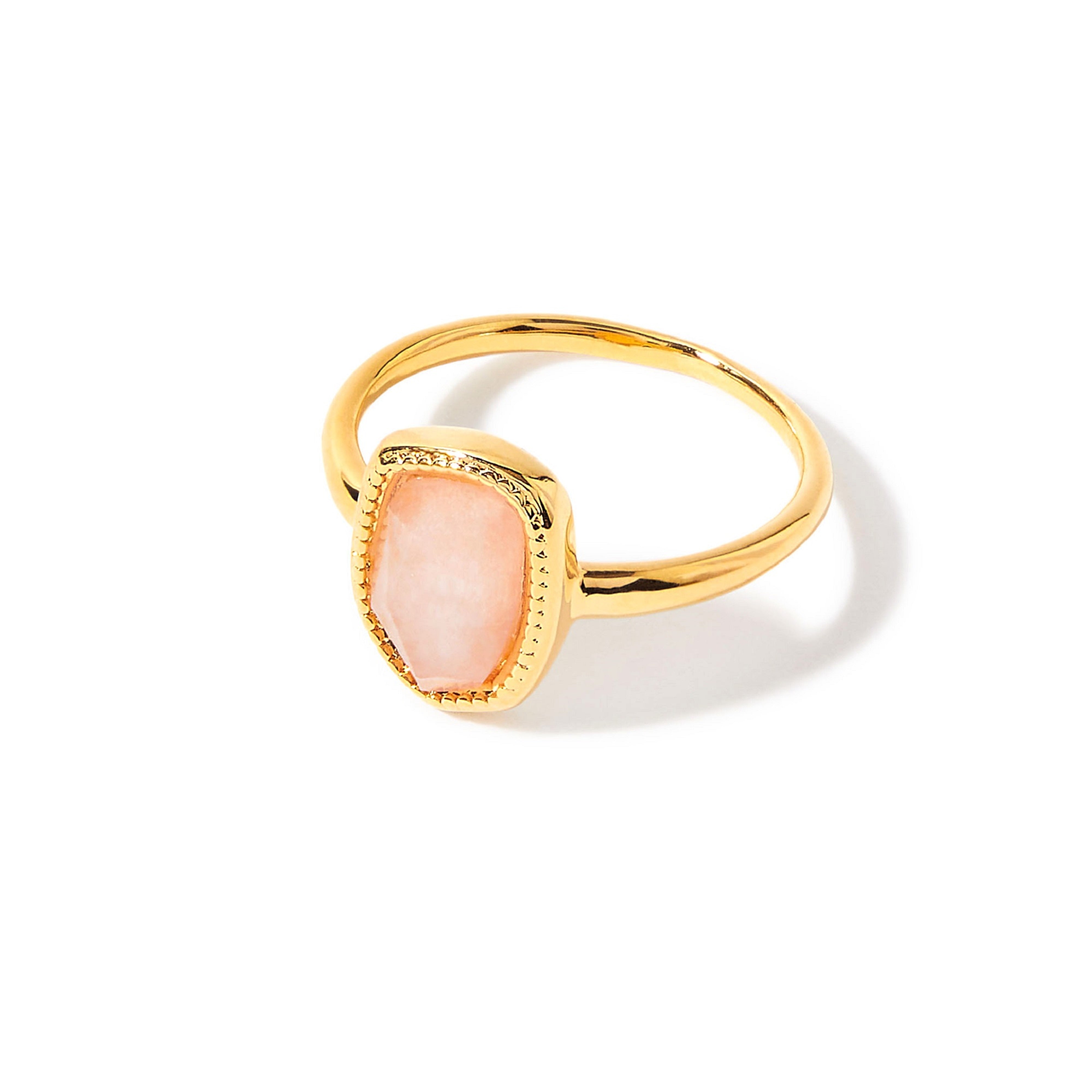 Real Gold Plated Irregular Healing Stone Ring Rose Quartz For Women By Accessorize London