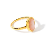 Real Gold Plated Irregular Healing Stone Ring Rose Quartz For Women By Accessorize London